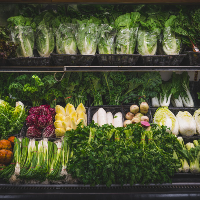 Beautiful display of greens at the Fruit Center